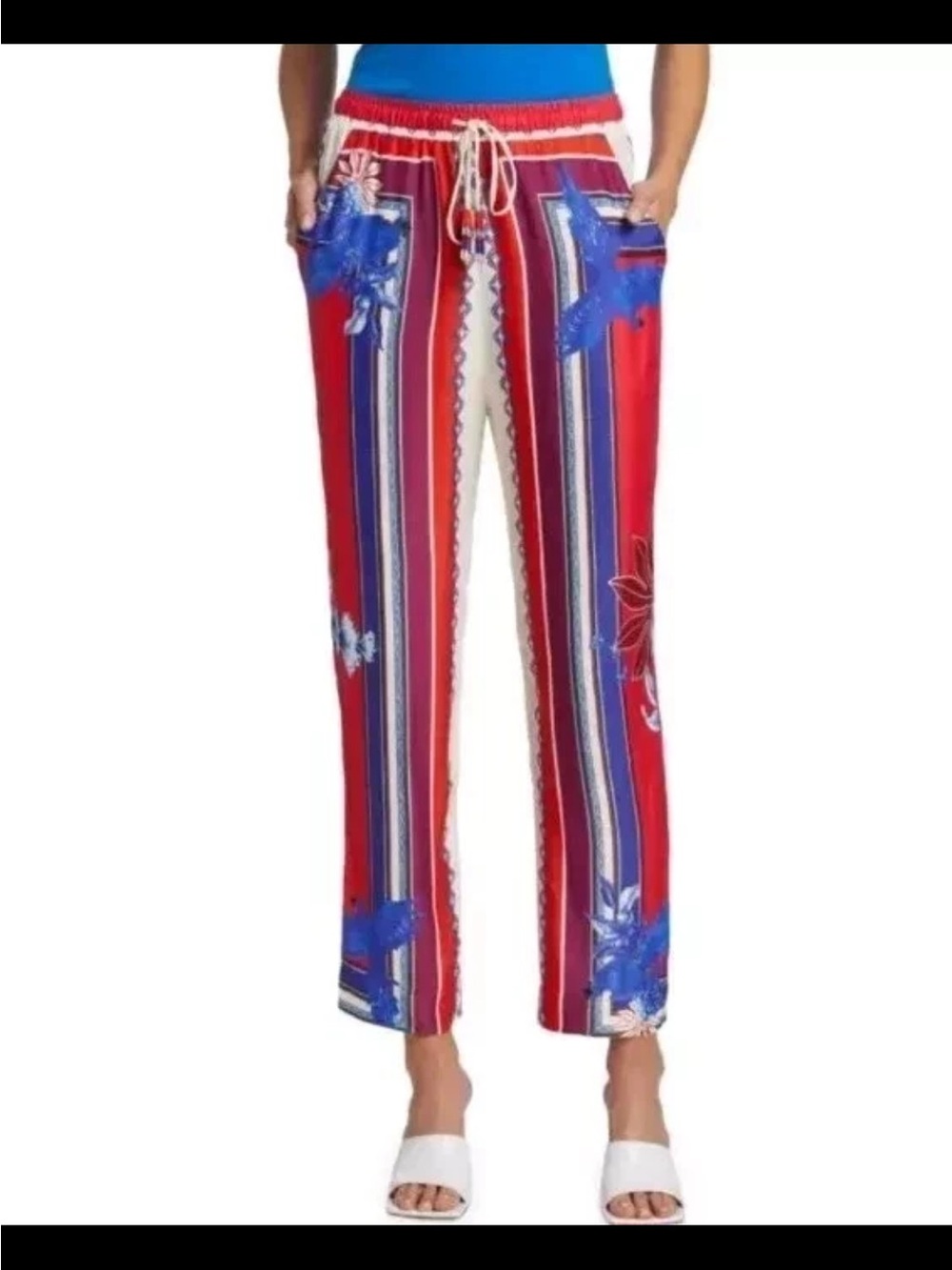Farm rio macaw scarf straight leg pants